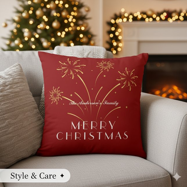 Coussin Joyeux Noël Décoratif Fêtes de fin d'année (Warm Merry Christmas Decorative Holiday Throw Pillow)