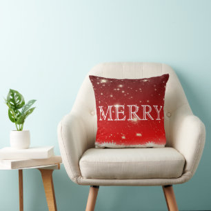 Coussin Joyeux Noël décoratif rouge et blanc