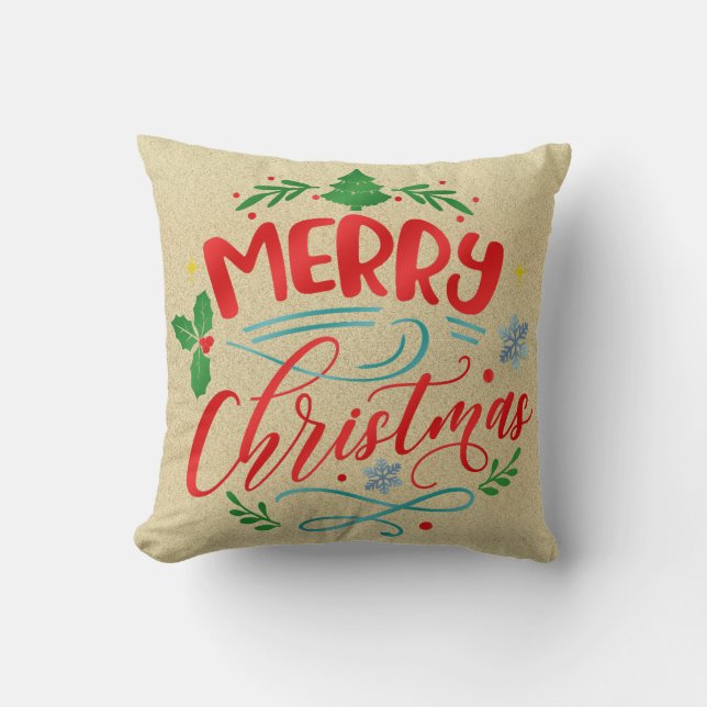 Coussin Joyeux Noël Dessin Burlap (Recto)