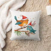 Coussin Joyeux Noël Deux oiseaux amoureux (Couverture)