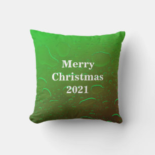 Coussin Joyeux Noël eau gouttes Neon Green White Ombre