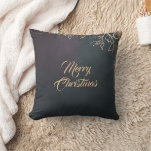 Coussin Joyeux Noël Élégant Matte foncé Design floral