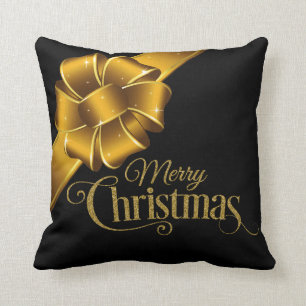 Coussin Joyeux Noël en or et en noir
