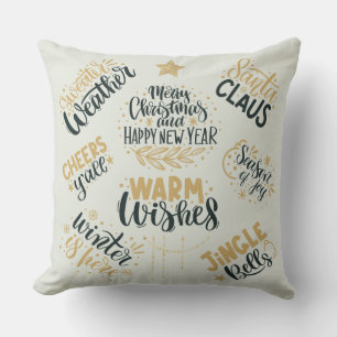 Coussin Joyeux Noël et Bonne Année Collage
