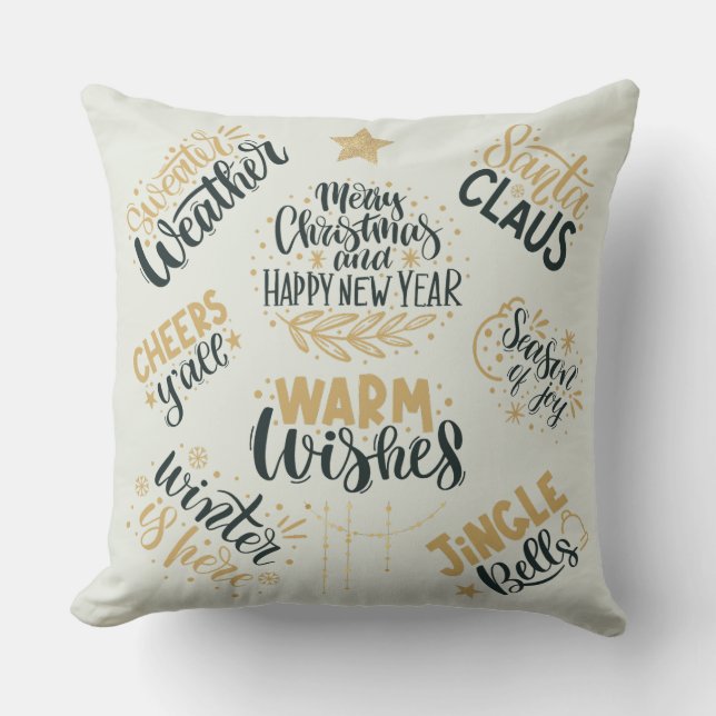 Coussin Joyeux Noël et Bonne Année Collage (Recto)