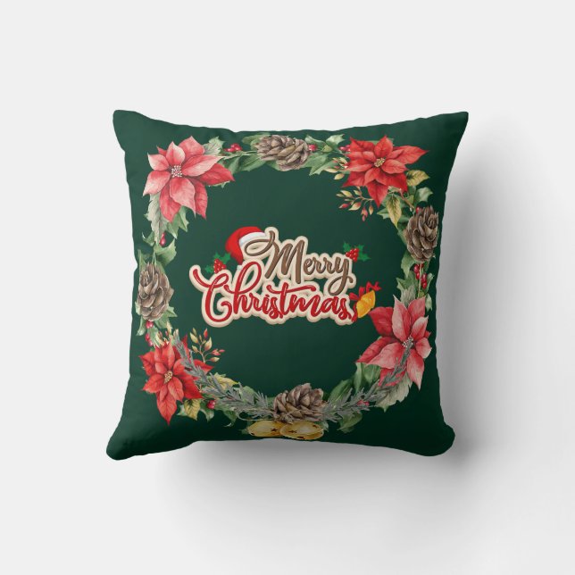 Coussin Joyeux Noël Floral (Verso)