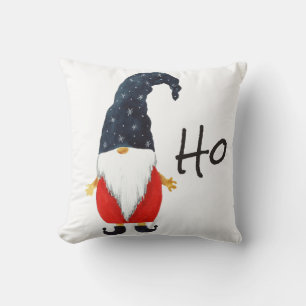 Coussin Joyeux Noël, Ho Ho Ho Elfe de Noël Chapeau Bleu