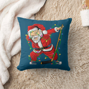 Coussin Joyeux Noël Hockey sur glace Dabbing Santa Claus