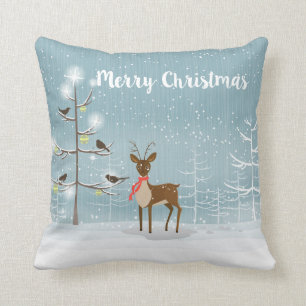 Coussin Joyeux Noël - Illustration de cerfs