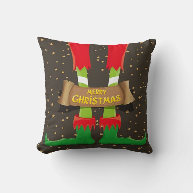 Coussin Joyeux Noël jambes de lutin (Recto)