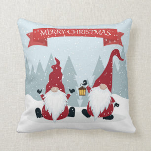 Coussin Joyeux Noël Jardin Gnomes