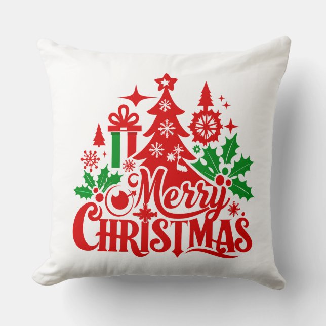 Coussin Joyeux Noël – Joie des Fêtes (Recto)