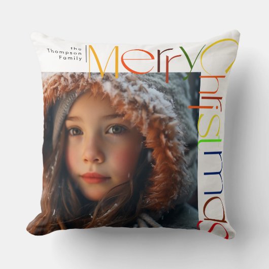 Coussin Joyeux Noël joyeux lettres personnalisées photo (Recto)