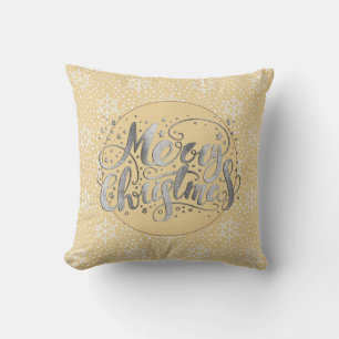 Coussin Joyeux Noël Joyeux Noël blanc Flammes de neige