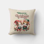 Coussin Joyeux Noël Kitten Elves (Recto)