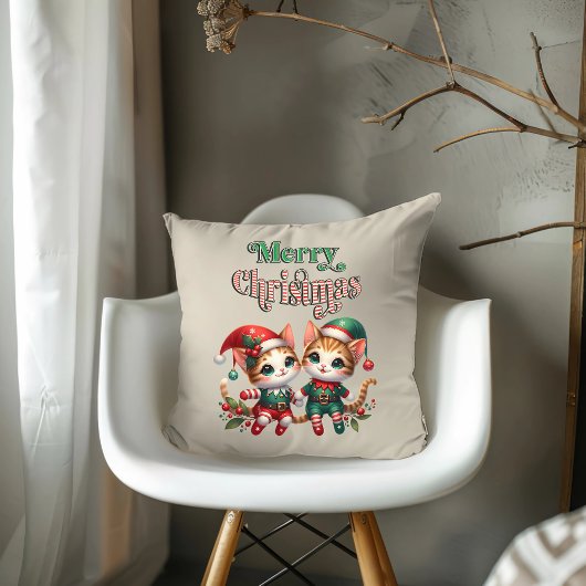 Coussin Joyeux Noël Kitten Elves