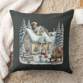 Coussin Joyeux Noël Maison de campagne (Couverture)