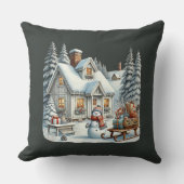 Coussin Joyeux Noël Maison de campagne (Recto)