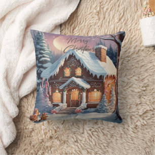 Coussin Joyeux Noël Maison en pain d'épices