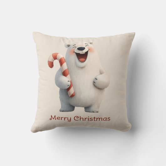 Coussin Joyeux Noël mignon Ours Polaire Design (Verso)