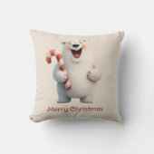 Coussin Joyeux Noël mignon Ours Polaire Design (Recto)