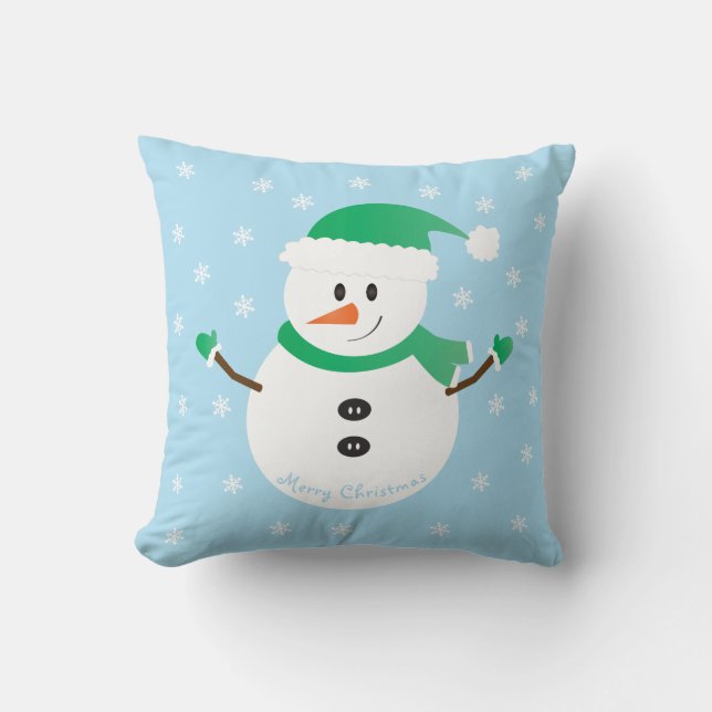 Coussin Joyeux Noël mignon Snowman Snowflakes (Recto)
