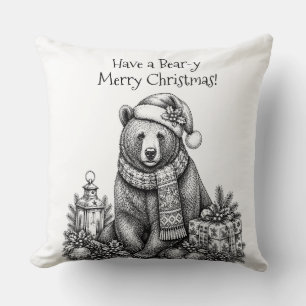 Coussin Joyeux Noël ourson