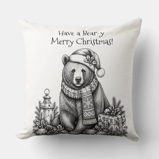 Coussin Joyeux Noël ourson (Recto)
