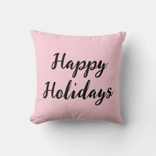 Coussin Joyeux Noël pastel rose simple stylisé