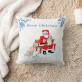 Coussin Joyeux Noël - Père Noël avec chat et chien (Couverture)