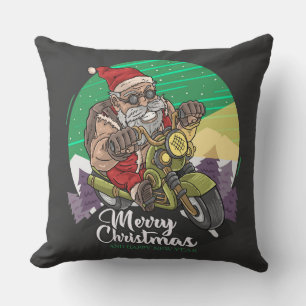 Coussin Joyeux Noël Père Noël Biker Jouer l'oreiller