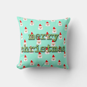 Coussin joyeux noël père noël moderne milieu du siècle