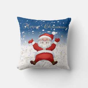 Coussin Joyeux Noël,Père Noël,Paillettes,Blanc