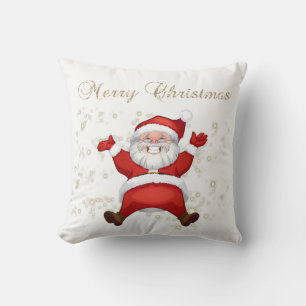 Coussin Joyeux Noël,Père Noël,Paillettes,Blanc