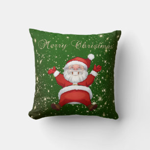 Coussin Joyeux Noël,Père Noël,Paillettes,Vert