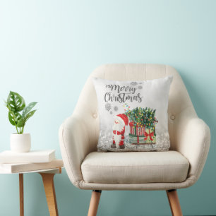 Coussin Joyeux Noël,Père Noël,Trainée,Cadeaux