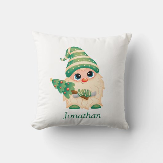 Coussin Joyeux Noël personnalisé mignon Gnome Boy (Recto)
