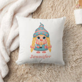 Coussin Joyeux Noël personnalisé mignonne fille naine (Couverture)