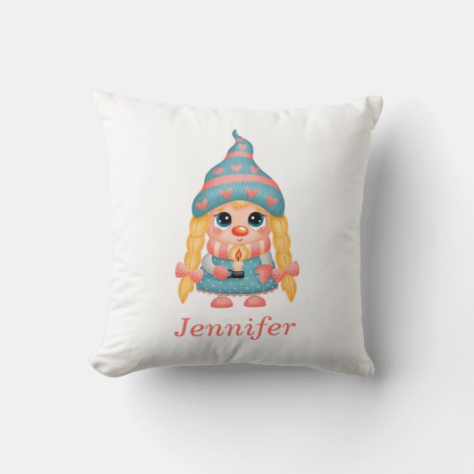 Coussin Joyeux Noël personnalisé mignonne fille naine (Recto)