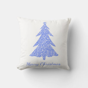 Coussin Joyeux Noël, perwinkle bleu tourbillon