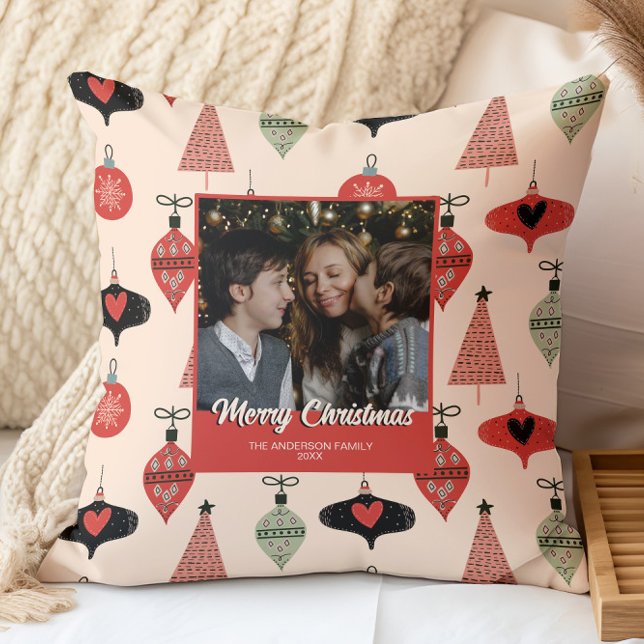 Coussin Joyeux Noël Photo Mid Century Modern (Créateur téléchargé)