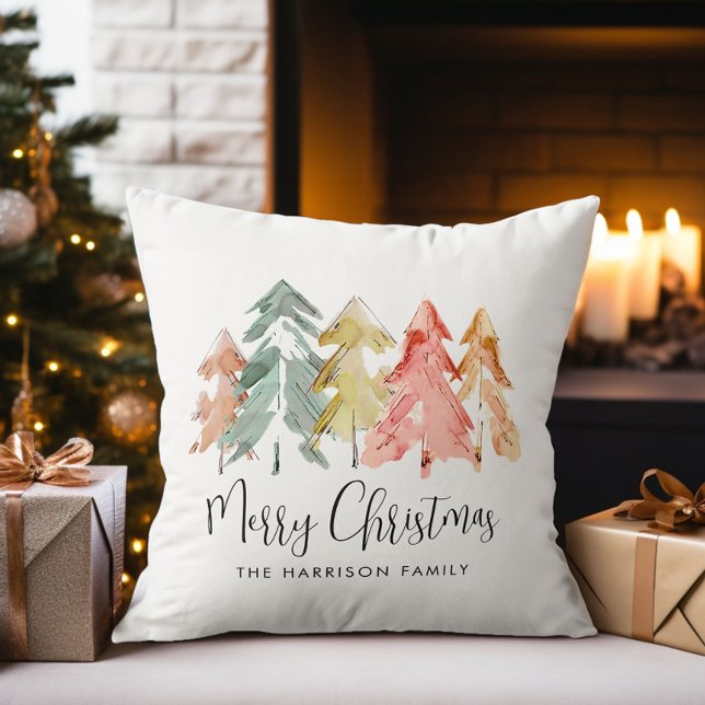 Coussin Joyeux Noël Pine Arbres Vacances (Créateur téléchargé)