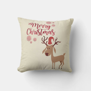Coussin Joyeux Noël, Renne de Dessin Animé