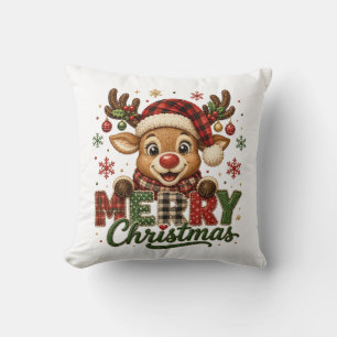 Coussin Joyeux Noël Renne Mignon