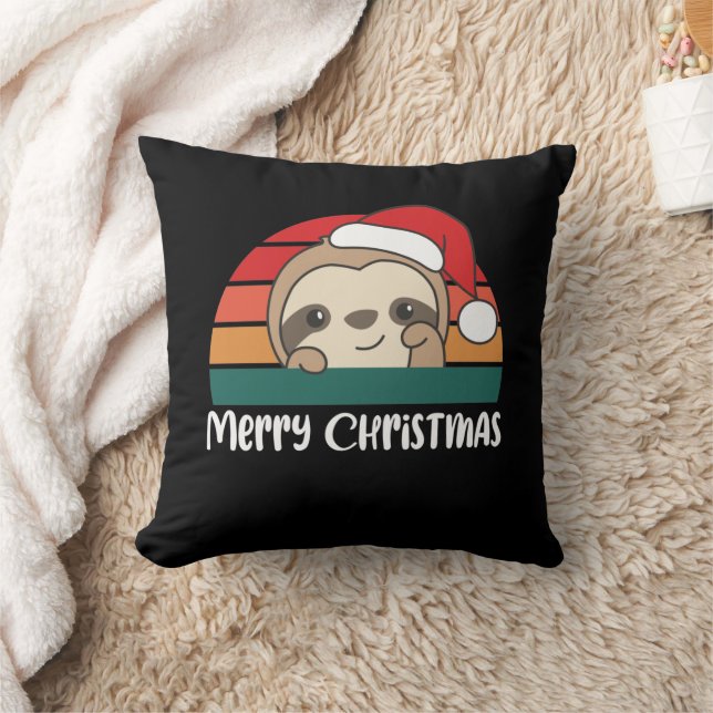 Coussin Joyeux Noël Retro Sloth Jeu d'oreiller (Couverture)