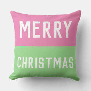Coussin Joyeux Noël Rose et Vert