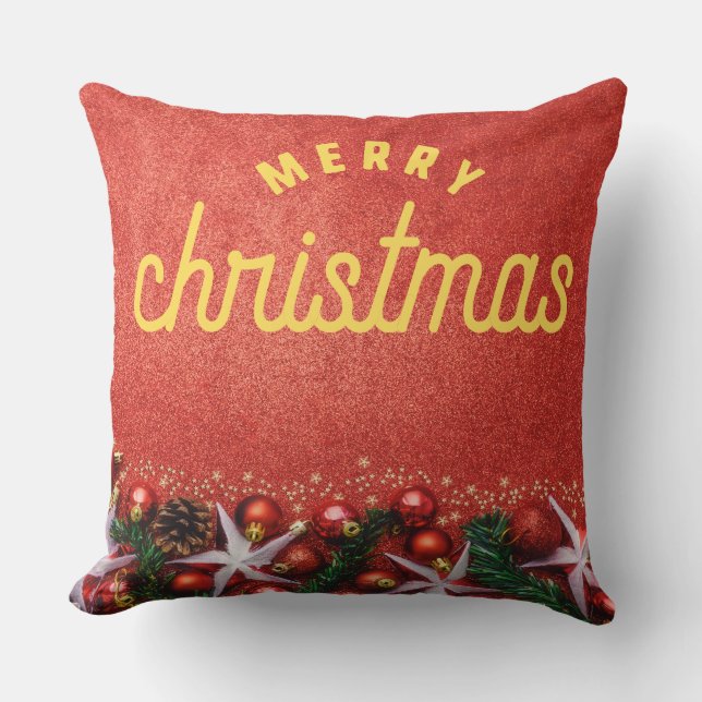 Coussin Joyeux Noël rouge (Recto)