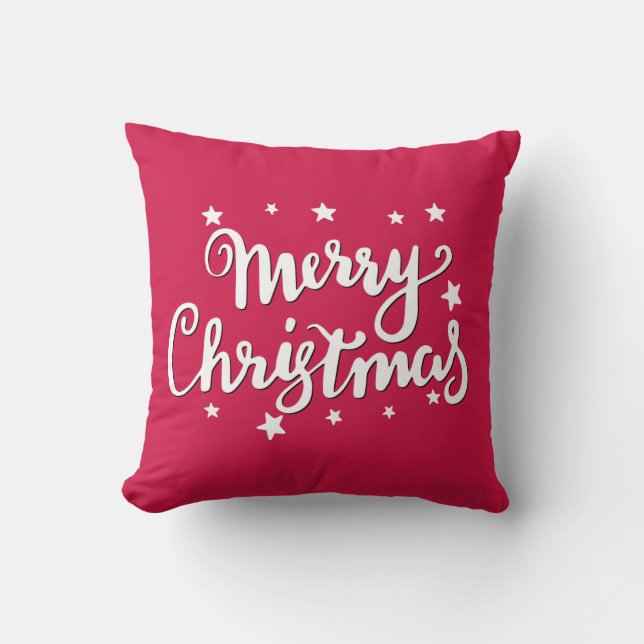 Coussin Joyeux Noël rouge et blanc (Recto)