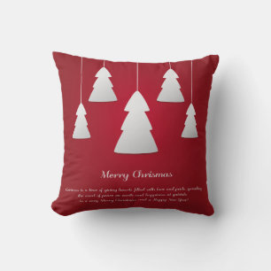 Coussin Joyeux Noël rouge et blanc décoratif