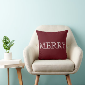 Coussin Joyeux Noël rouge et blanc décoratif